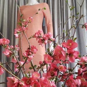 Alice + Olivia Salmon Shimmer 3/4 Sleeve MidiDress